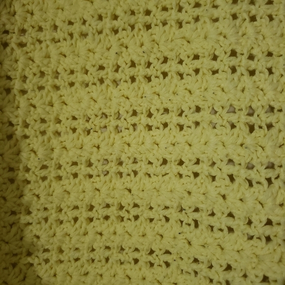 Handmade Crochet Baby Blanket Yellow Pastel Balloon Accents Scalloped Edge OOAK - Picture 6 of 8